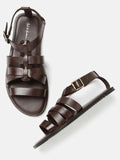 Mast & Harbour Men Leather Black Comfort Sandals 121