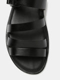Mast & Harbour Men Leather Black Comfort Sandals