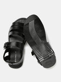 Mast & Harbour Men Leather Black Comfort Sandals 121