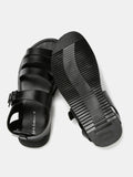 Mast & Harbour Men Leather Black Comfort Sandals