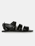 Mast & Harbour Men Leather Black Comfort Sandals