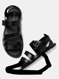 Mast & Harbour Men Leather Black Comfort Sandals